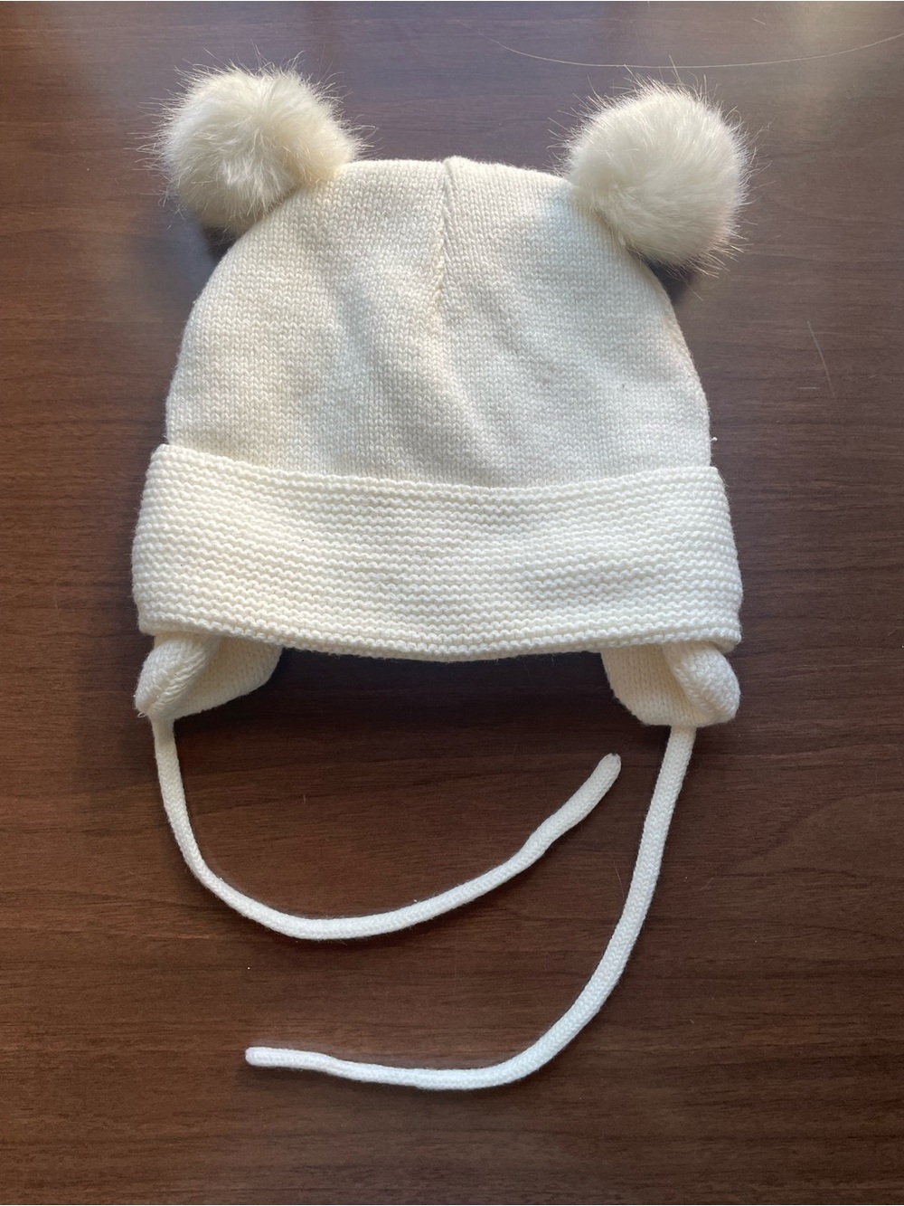 H&M Kids Cream Pom-Pom Earflap Beanie Hat